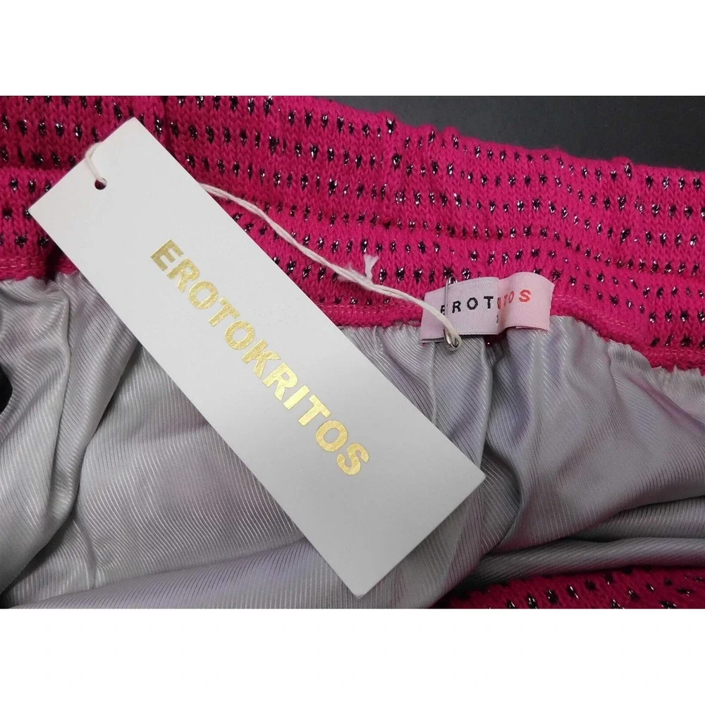 New Erotokritos Fuschia Metallic Silver‎ Skirt sz 2 Small $295rt